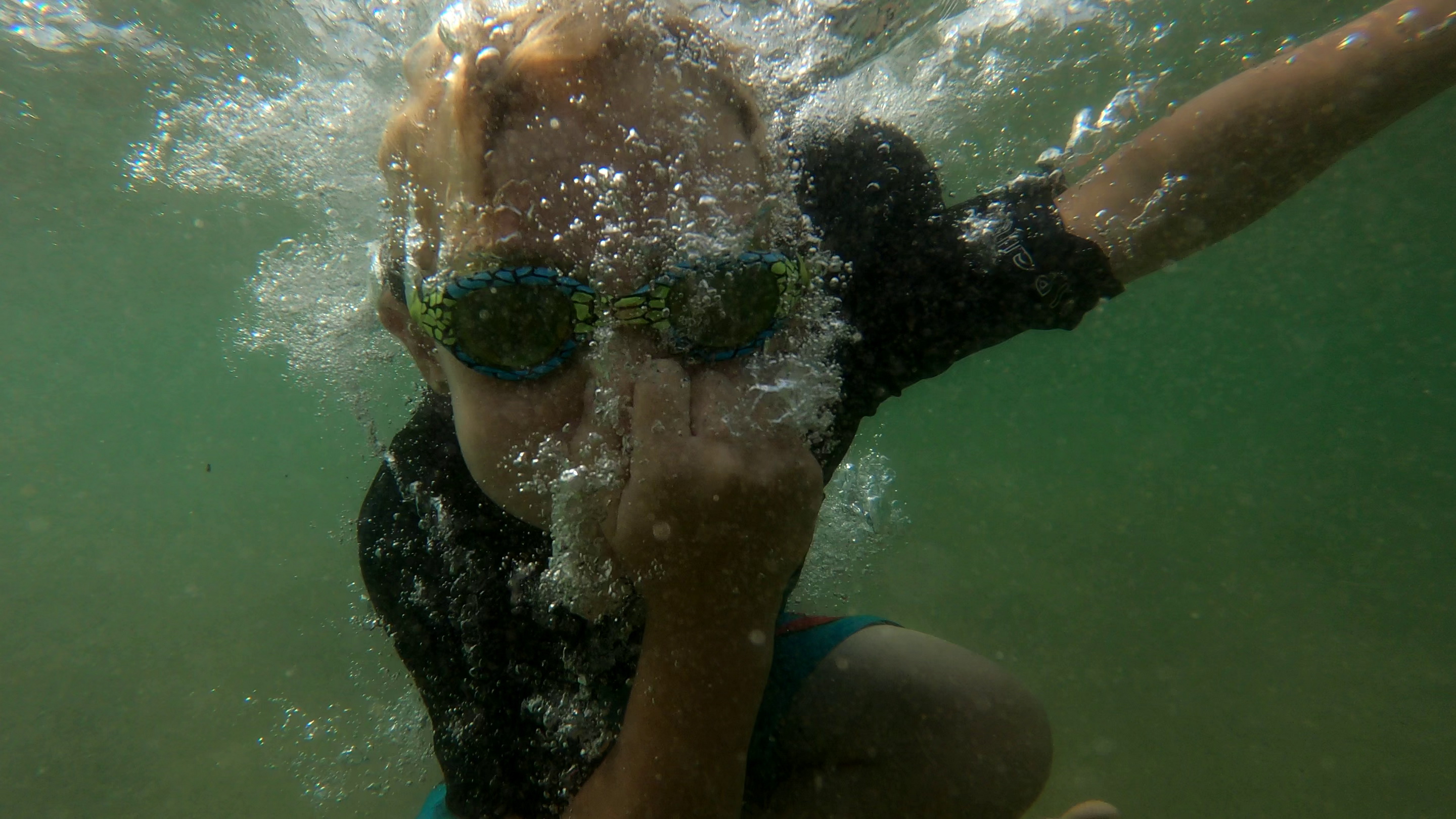 ... and diving in the sea